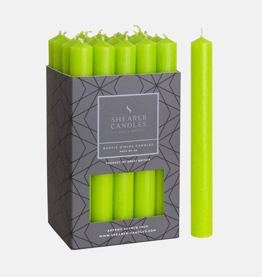 Lime Green 8 inch Dinner Candles x 5