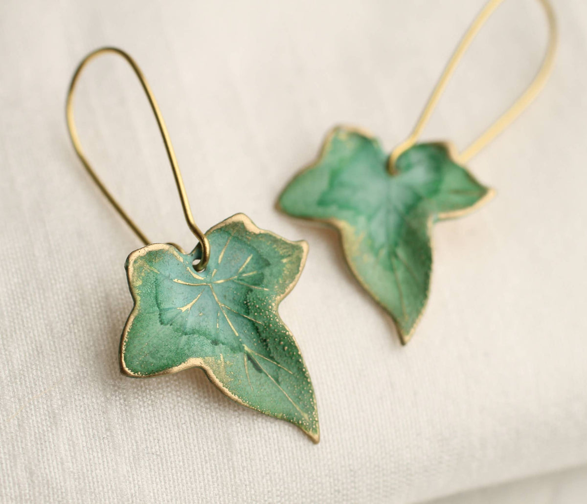 Green Ivy Leaf Earrings
