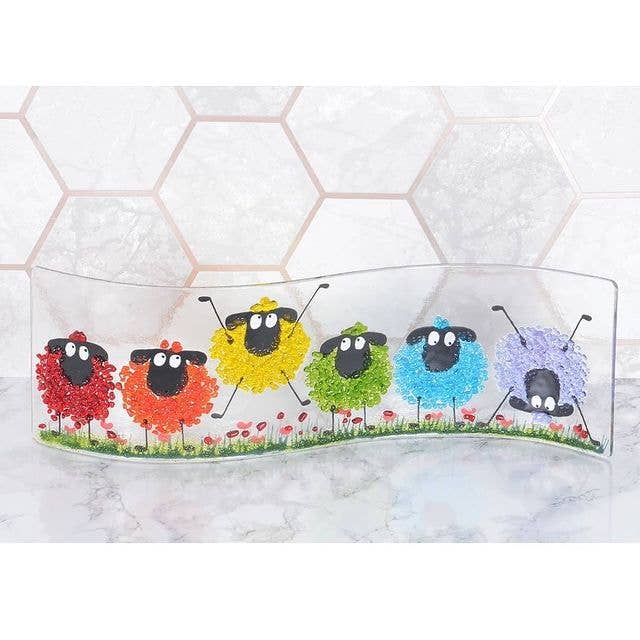 Handmade Fused Glass - Rainbow Sheep Wave