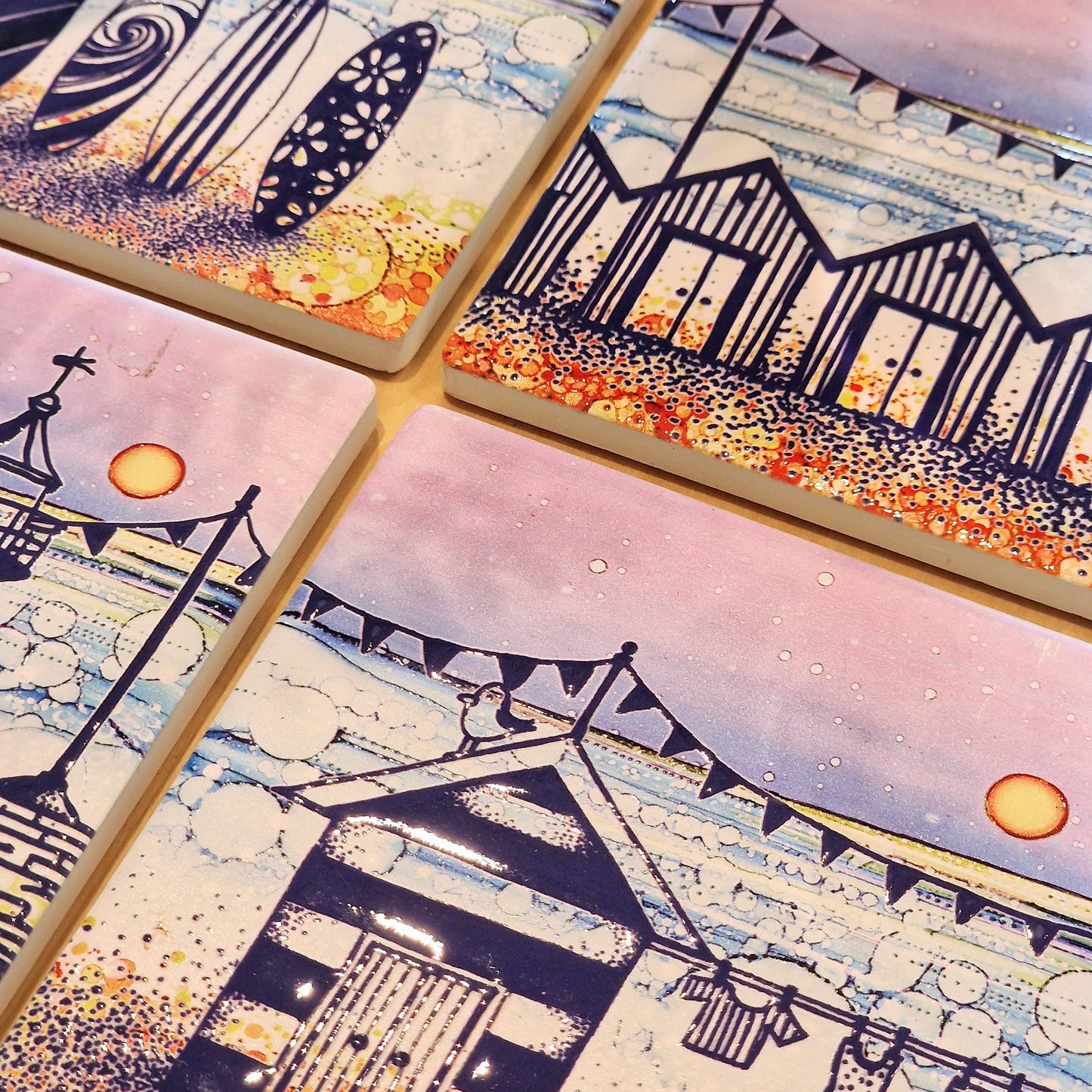 171-C Row Beach Huts (CR) Coaster