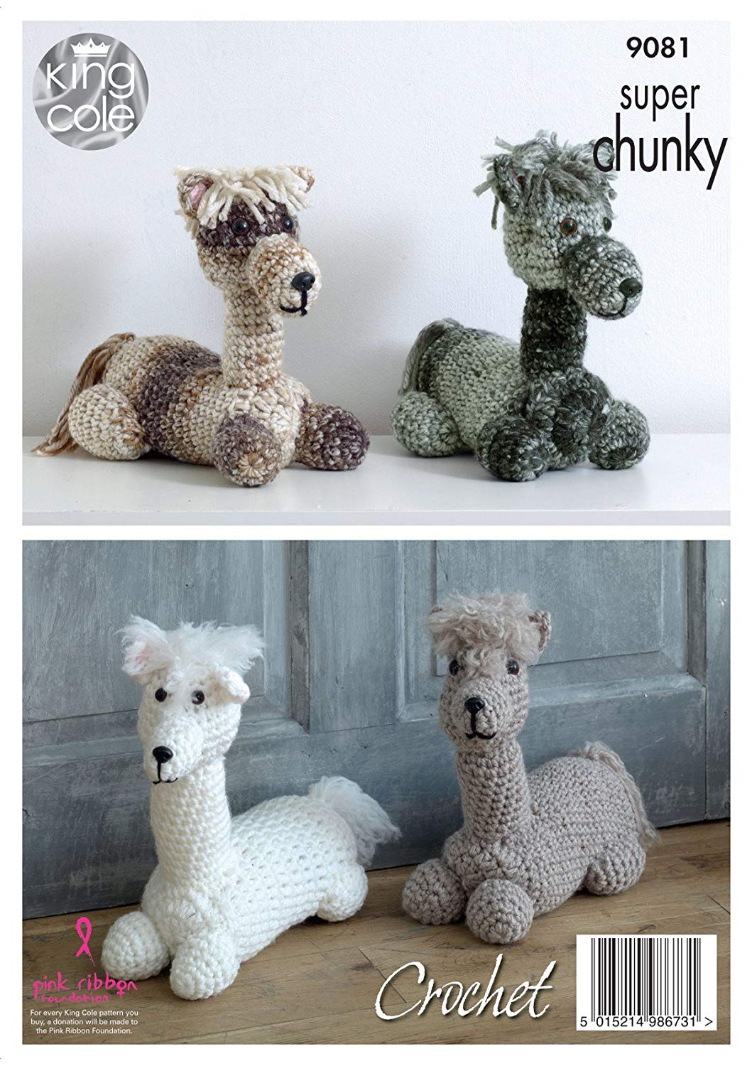 King Cole 9081 Crochet Pattern Andre the Alpaca Toy / Doorstop in King Cole Big Value Super Chunky