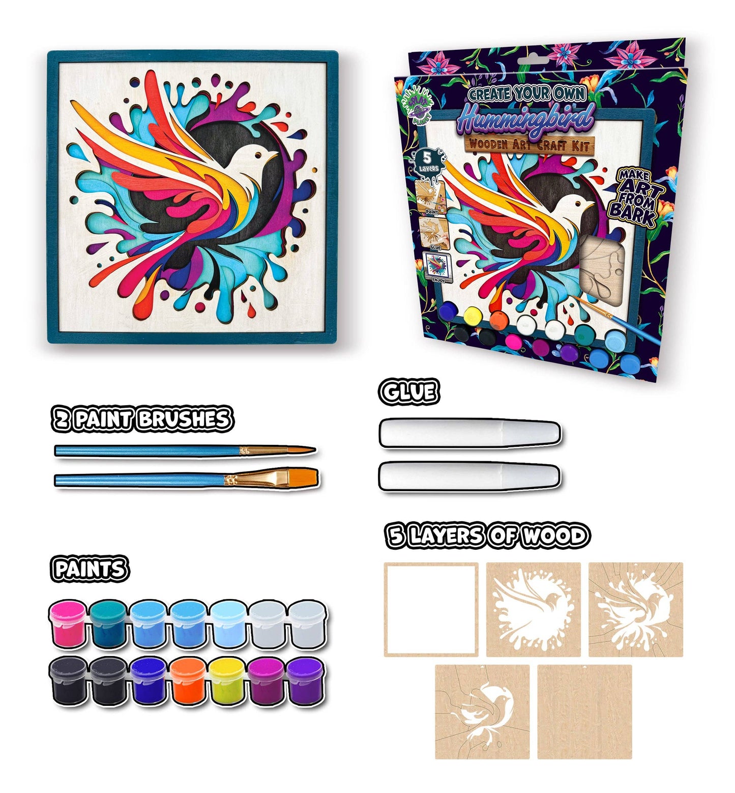 Wooden Hummingbird Art craft Kit