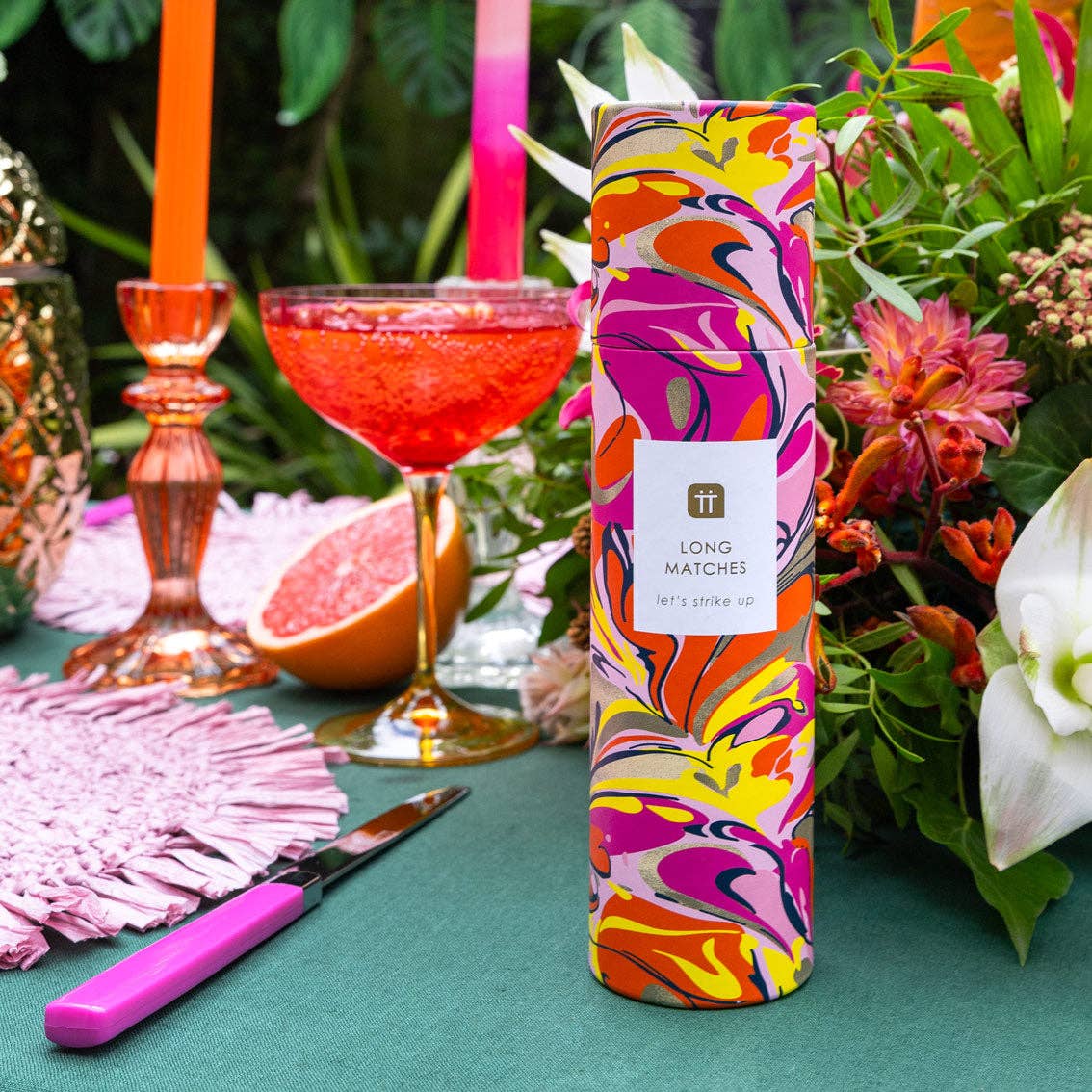 Pink Marble Tube Of Matches | 50 Matches | Home Decor |