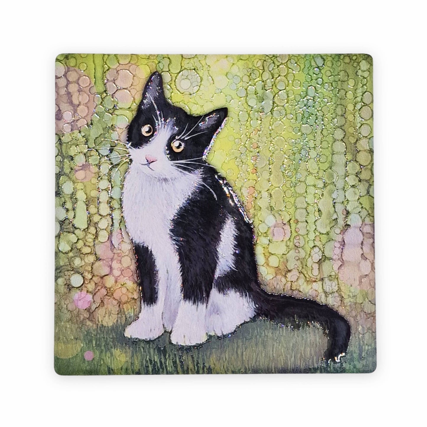 103-C Black & White Cat Coaster