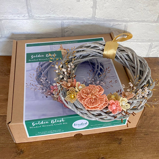 Golden Blush Wreath Craft Kit for Adults. Creative Gift.