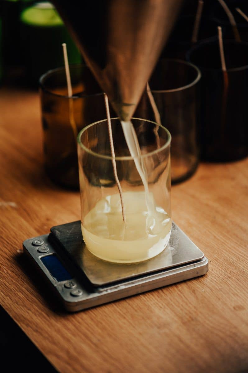 Large Natural 50-60hr Autumn Candle - Clear Recycled Glass