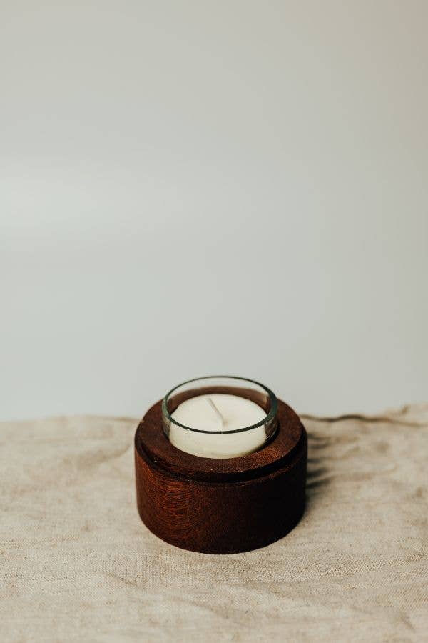 Rustic Wood & Recycled Olive Green Glass Dome