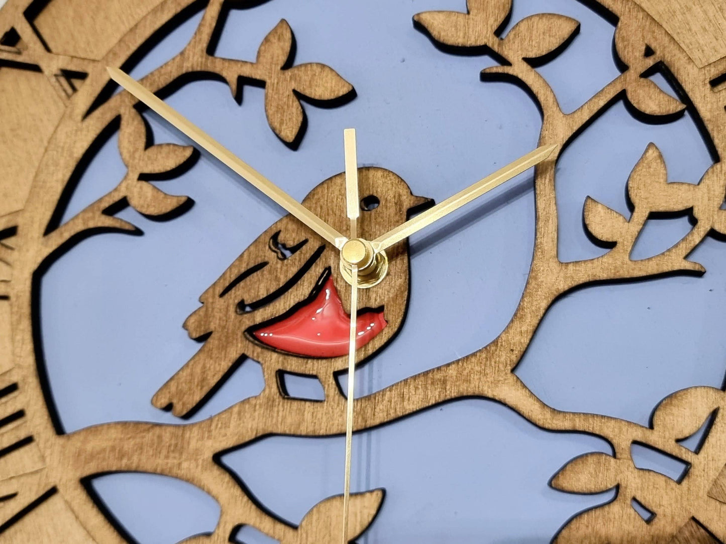 Hand Painted Wooden Robin Wall Clock