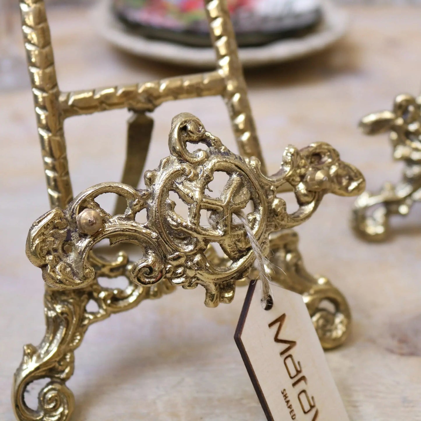 Sabarmati Set of 2 Vintage Brass Display Easels