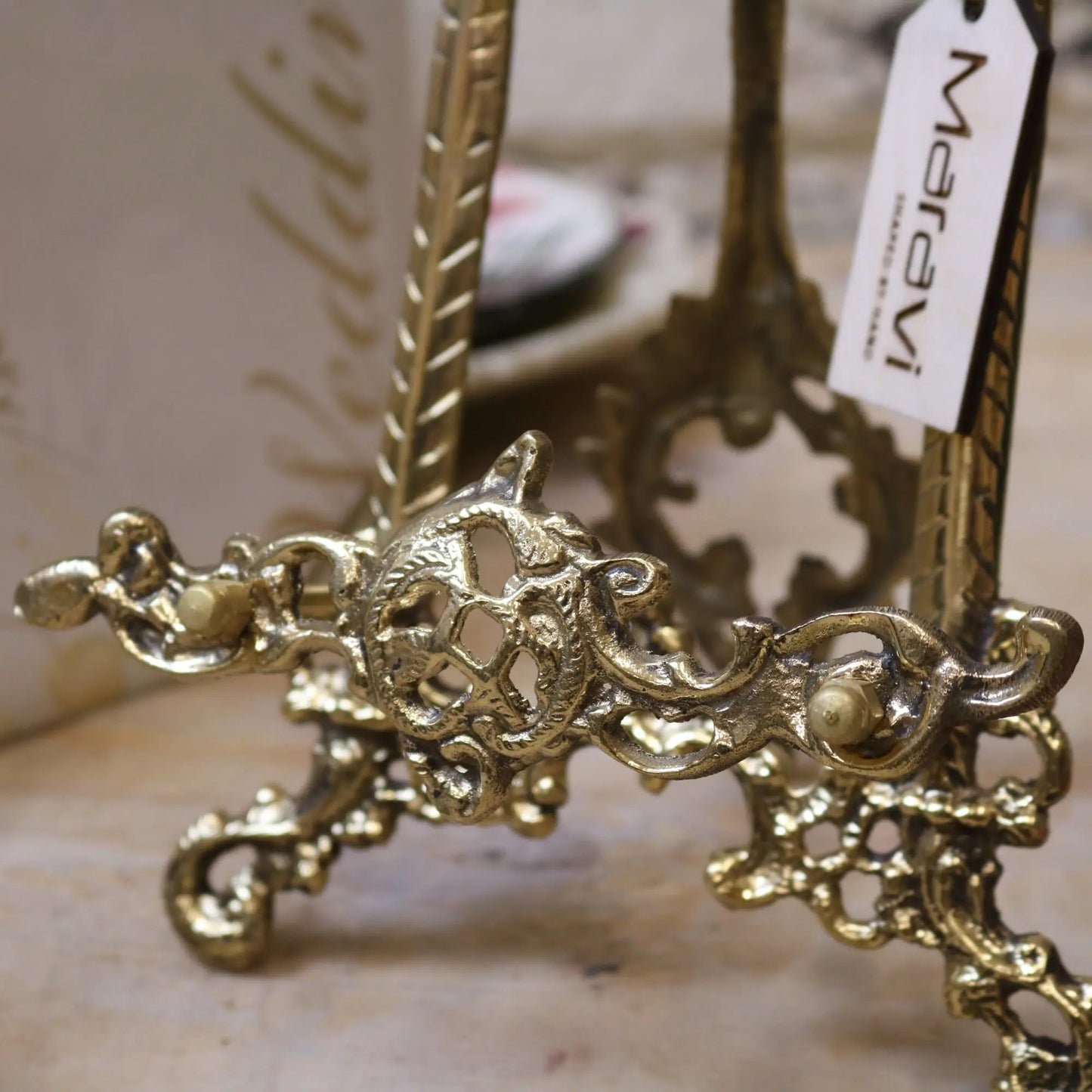 Sabarmati Set of 2 Vintage Brass Display Easels