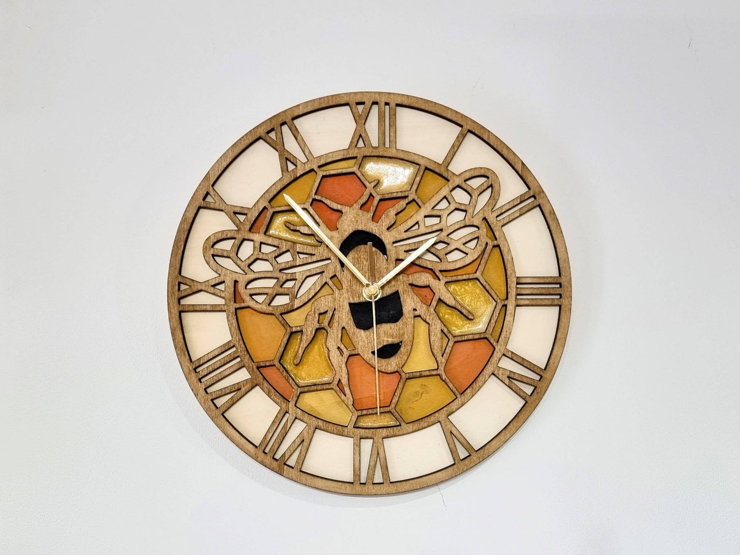 Handmade Bumble Bee Wall Clock, Rustic Nature Wall Art