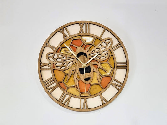 Handmade Bumble Bee Wall Clock, Rustic Nature Wall Art