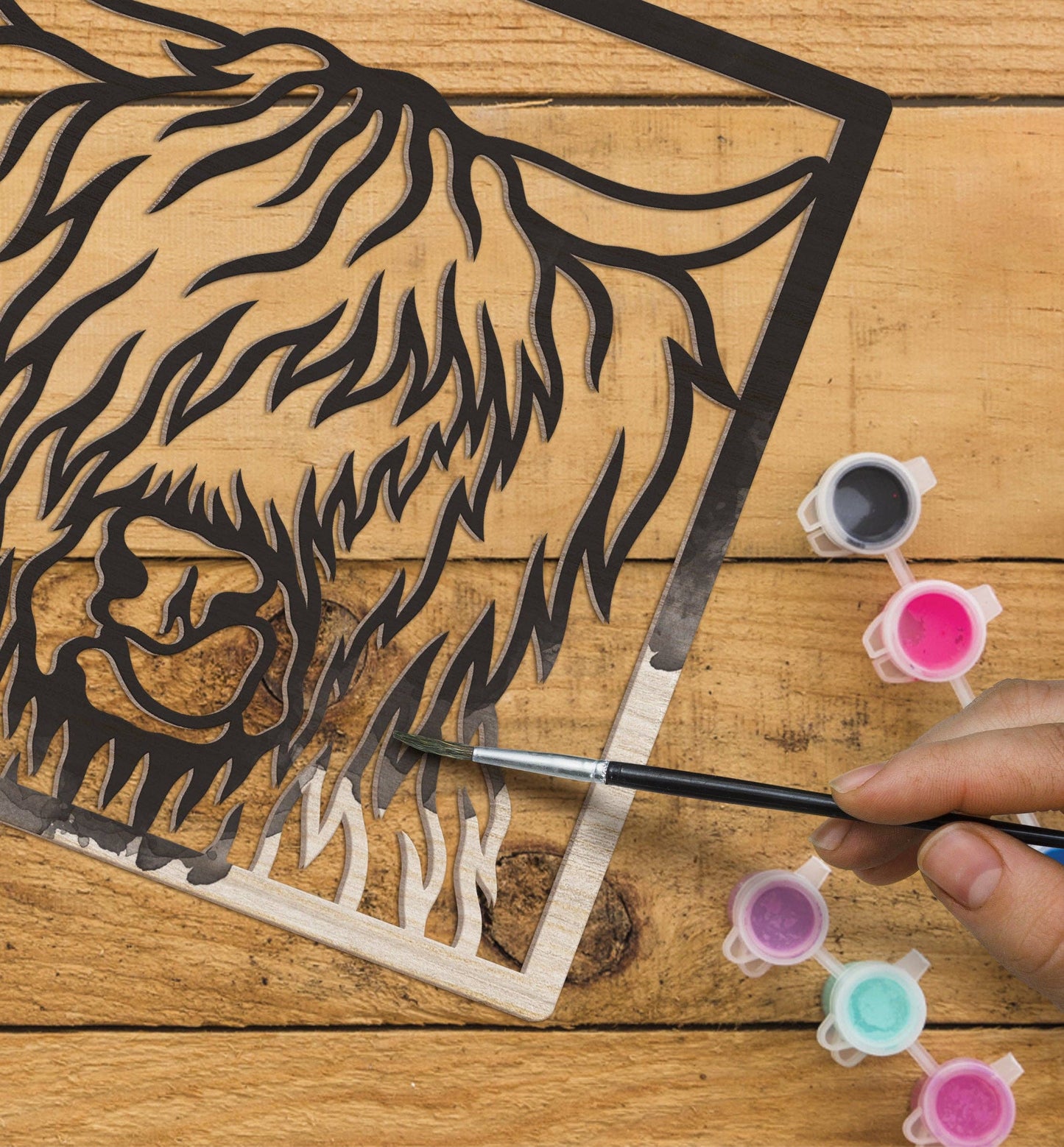 Wooden Highland Cow Art Craft  Kit