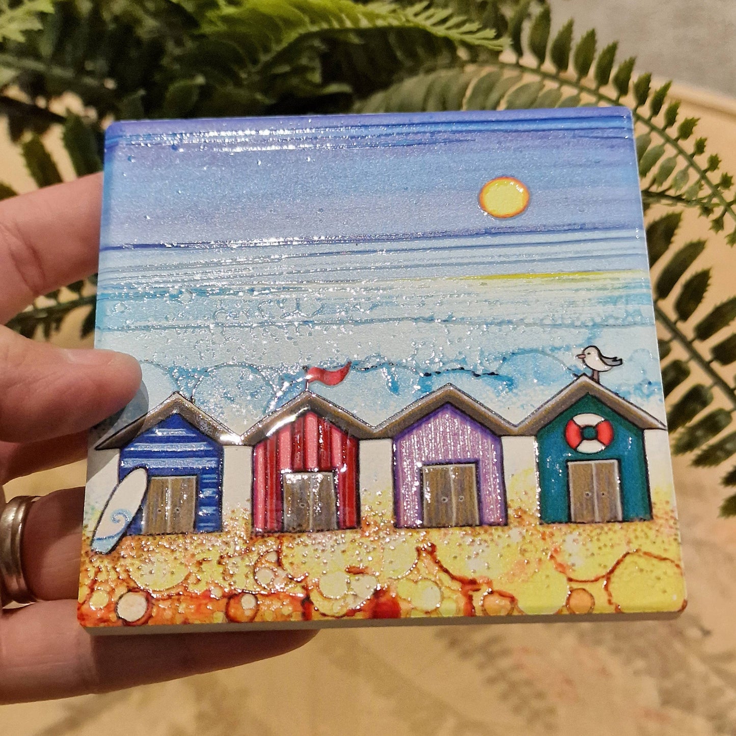 88-C BD 4 Beach Huts Coaster