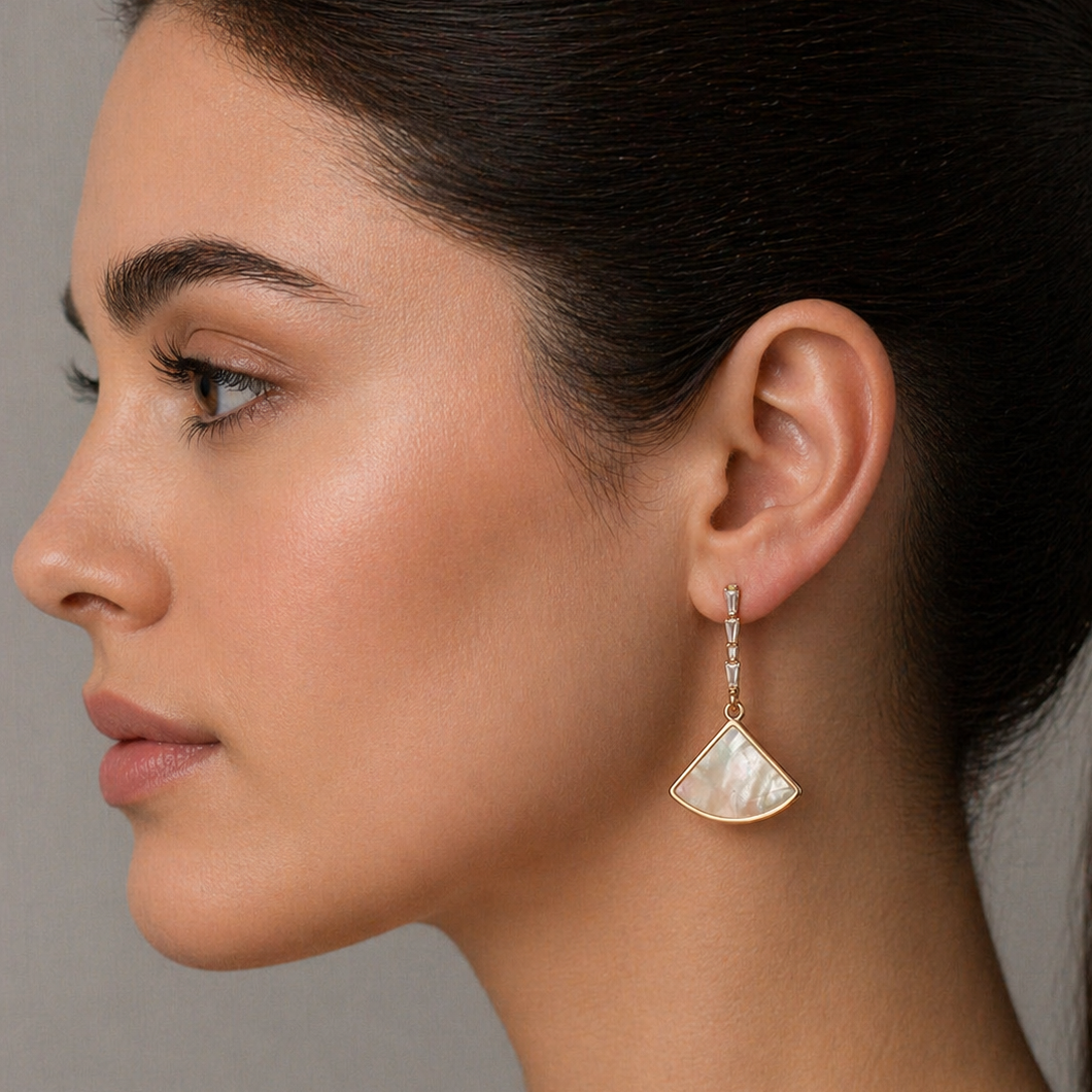 Pearl Fan Drop Earrings