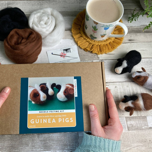 Needle felting kit - Guinea pigs. Craft kit for adults