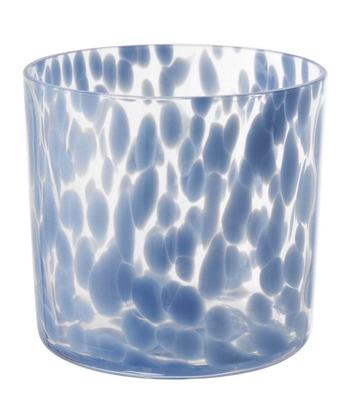 Large Spotted Blue Glass Candle