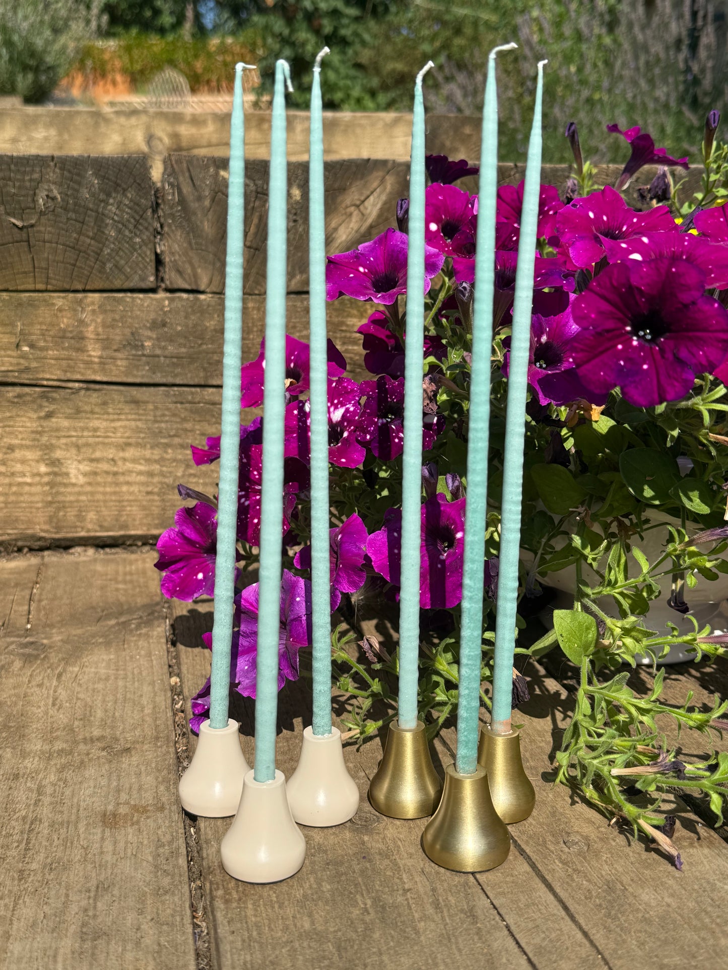 Thin Taper Candleholder in Pearl White - Set of 6