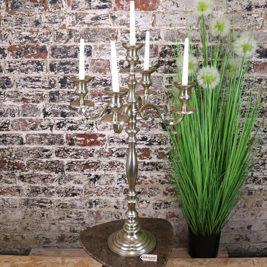 Zira Antiqued Gold 5 Candle Candelabra Centerpiece 84cm