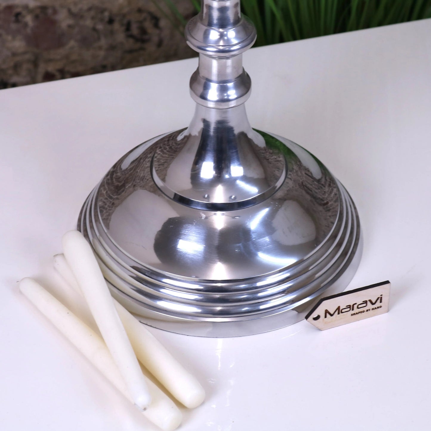 Mula Polished Silver 5 Candle Candelabra Centerpiece 105cm