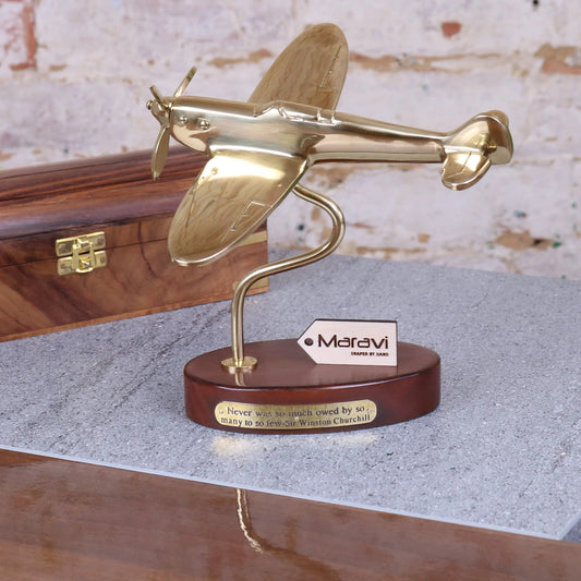 Brass Spitfire Model With Churchill Quote Plaque