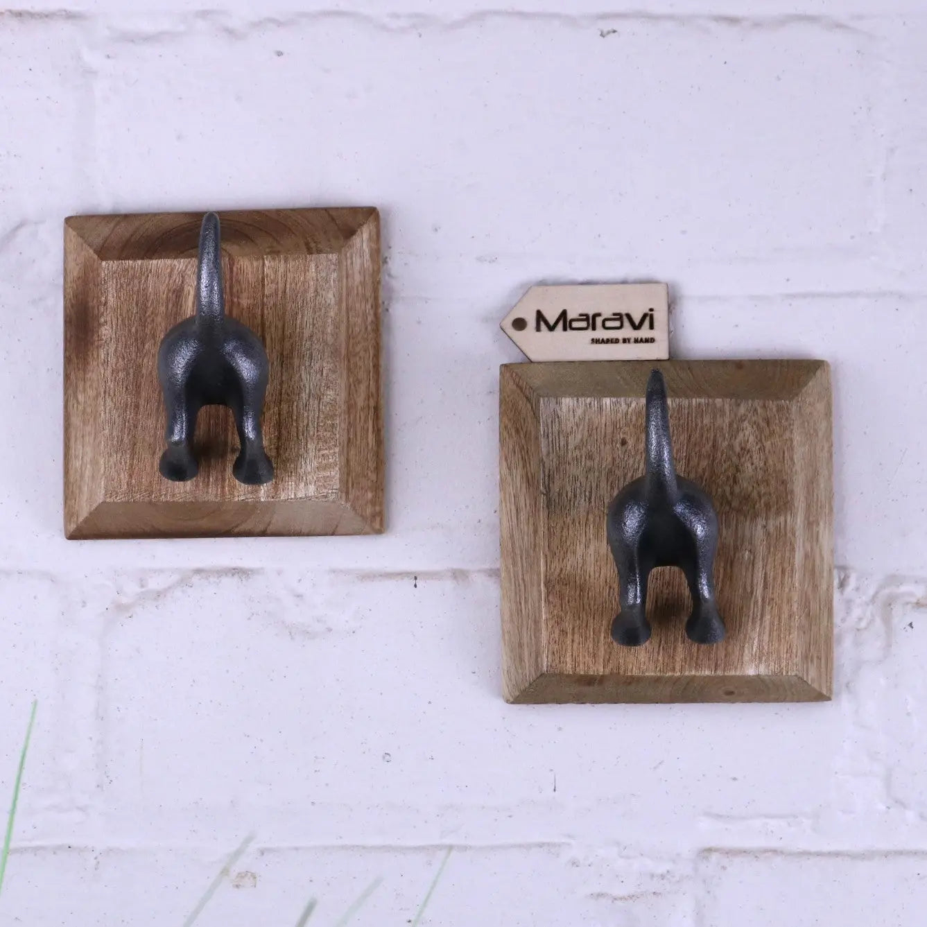 Odhari Dog Tail Hooks Set of 2 Antique Silver or Gold