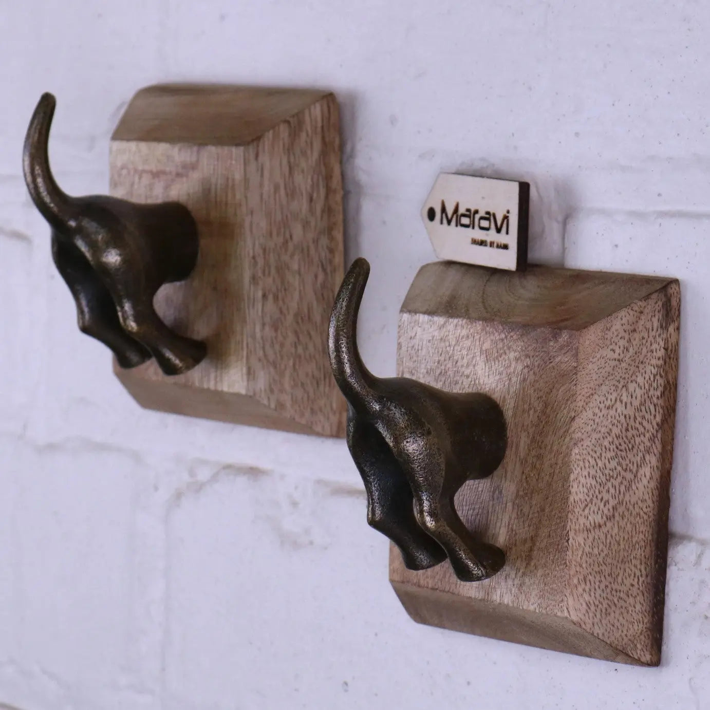 Odhari Dog Tail Hooks Set of 2 Antique Silver or Gold