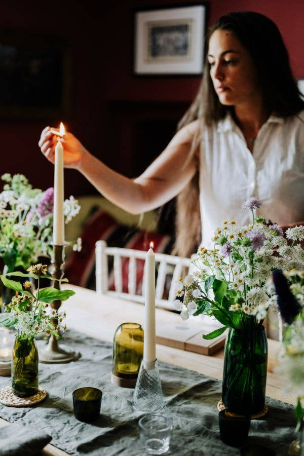 Recycled Clear Glass Candlestick Holder