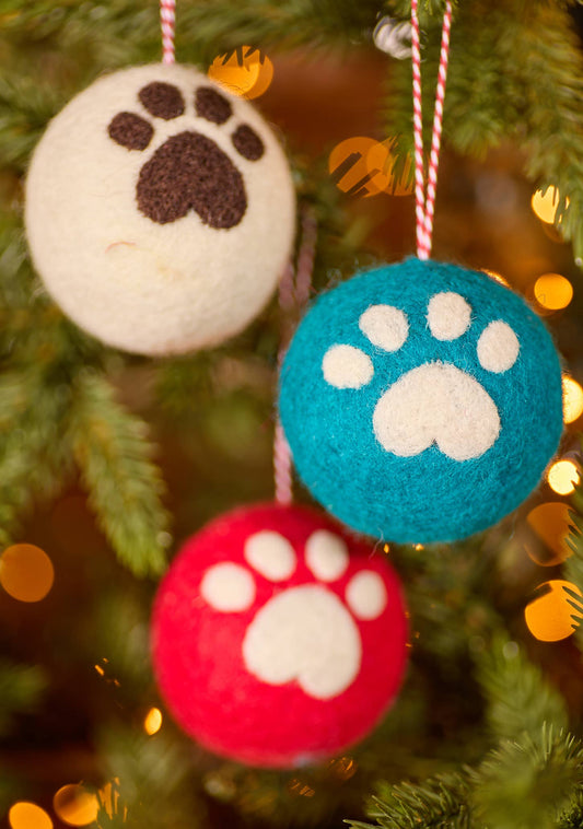 Felt Paw Print Baubles