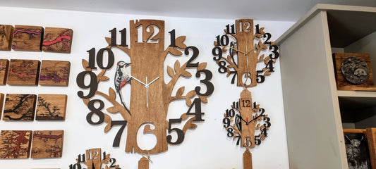 Scottish Woodpecker Wall Clock, Hand Painted Bird Wall Art