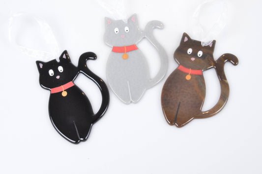 Handmade Fused Glass Cat Hanging Decorations
