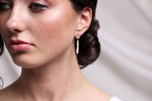 Freshwater Pearl Baton Bridal Drop Earrings