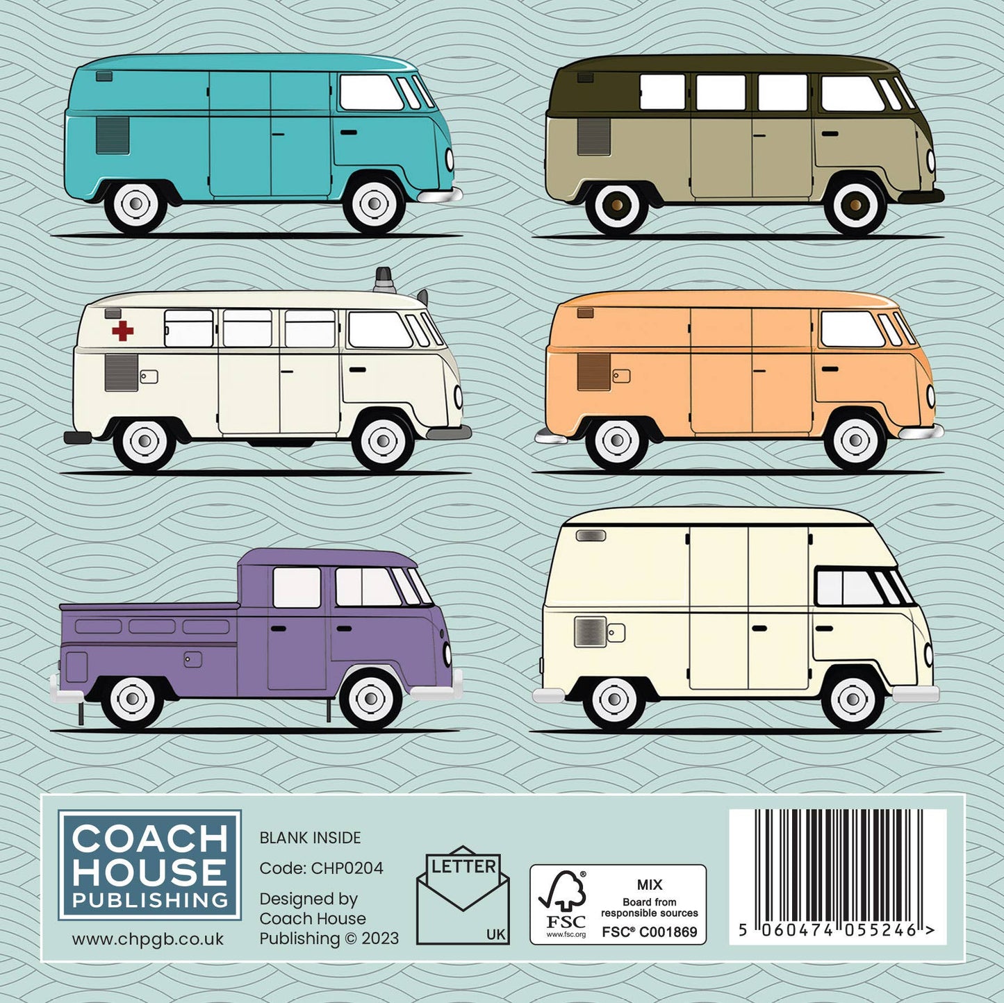 Camper Van Greetings Card (150x150 blank)