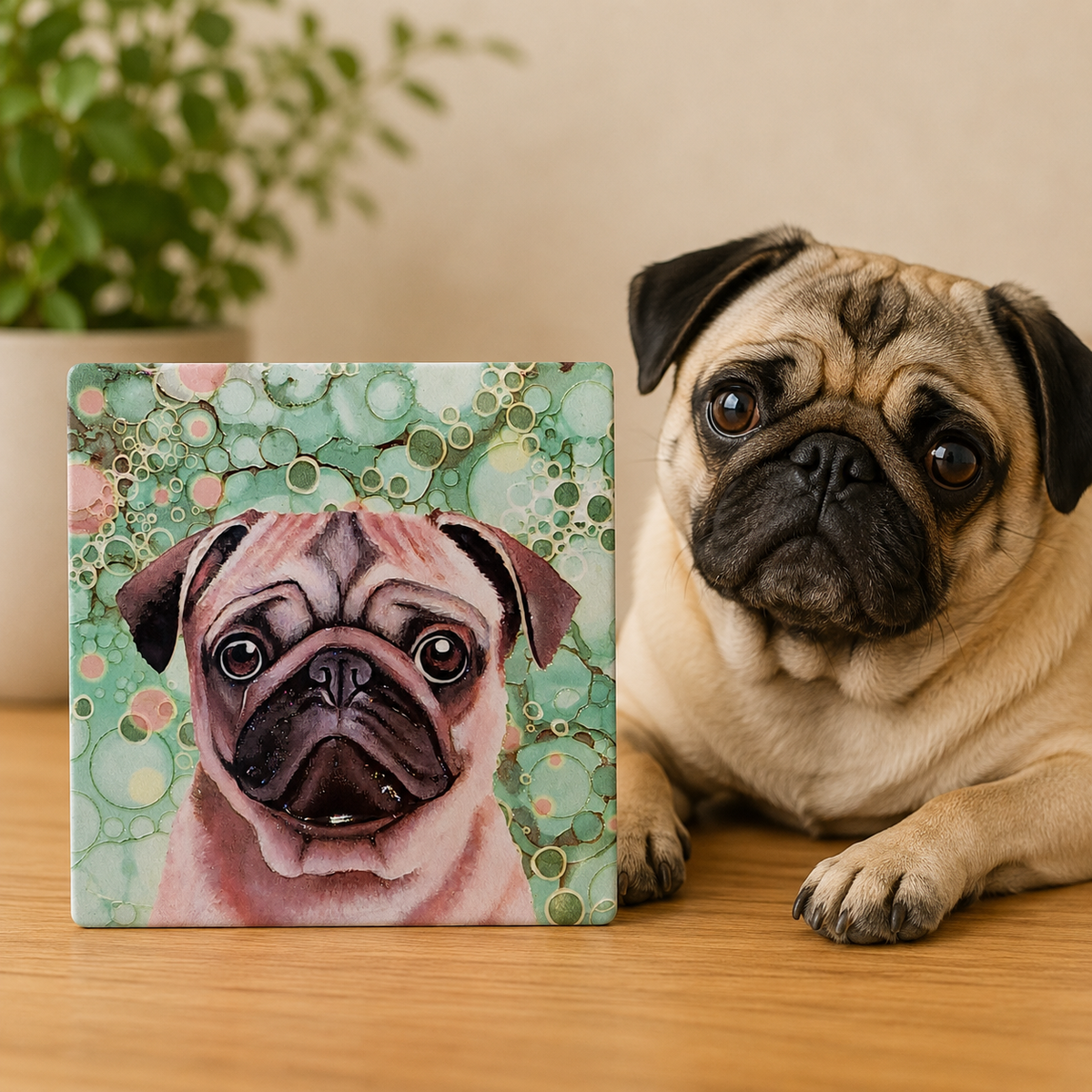 Pug Dog Ceramic Coaster