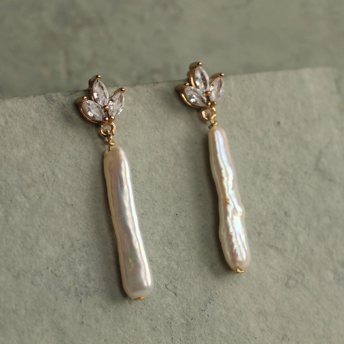 Freshwater Pearl Baton Bridal Drop Earrings