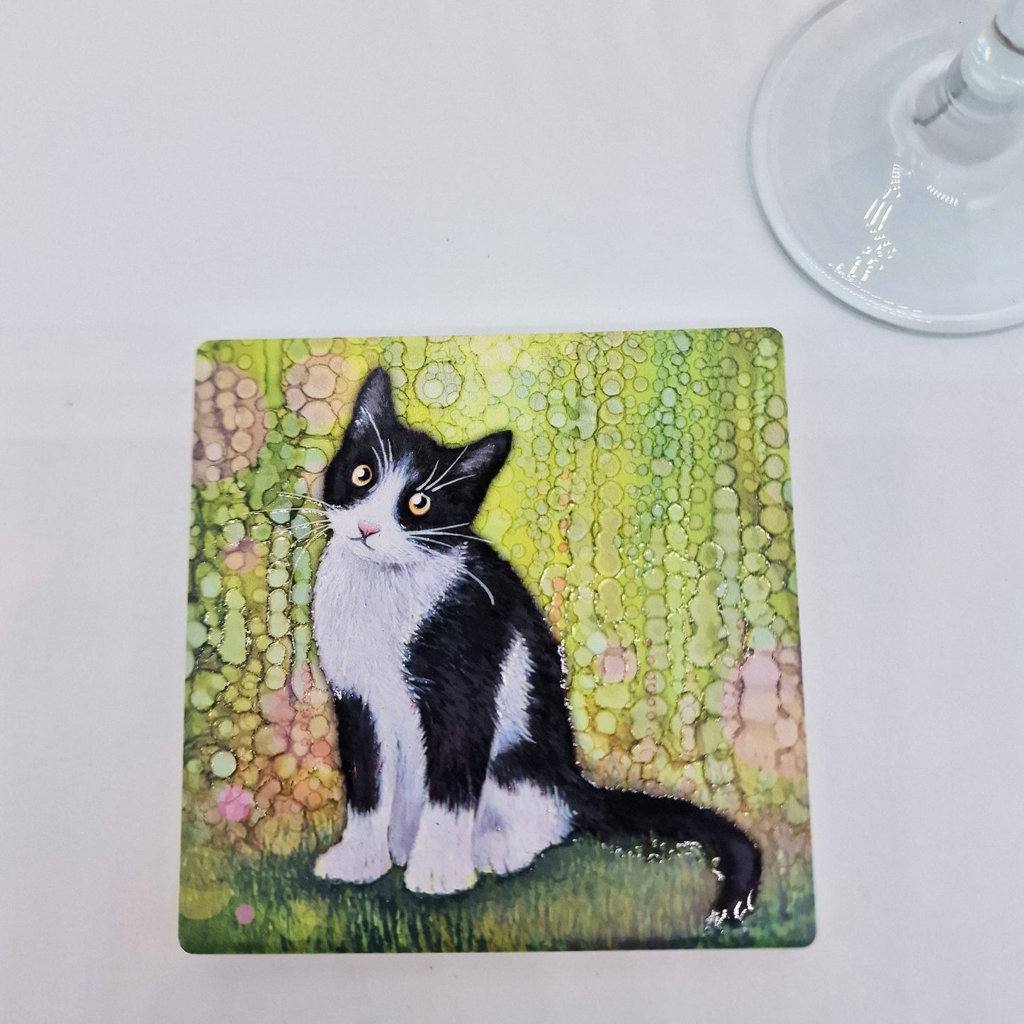 103-C Black & White Cat Coaster