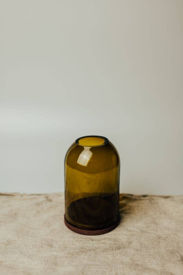 Classic Olive Green Glass Tealight Dome