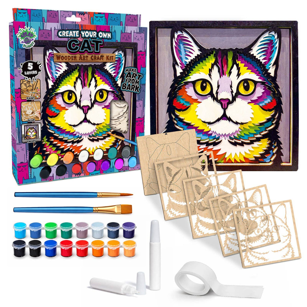 Wooden Cat Art Craft Kit
