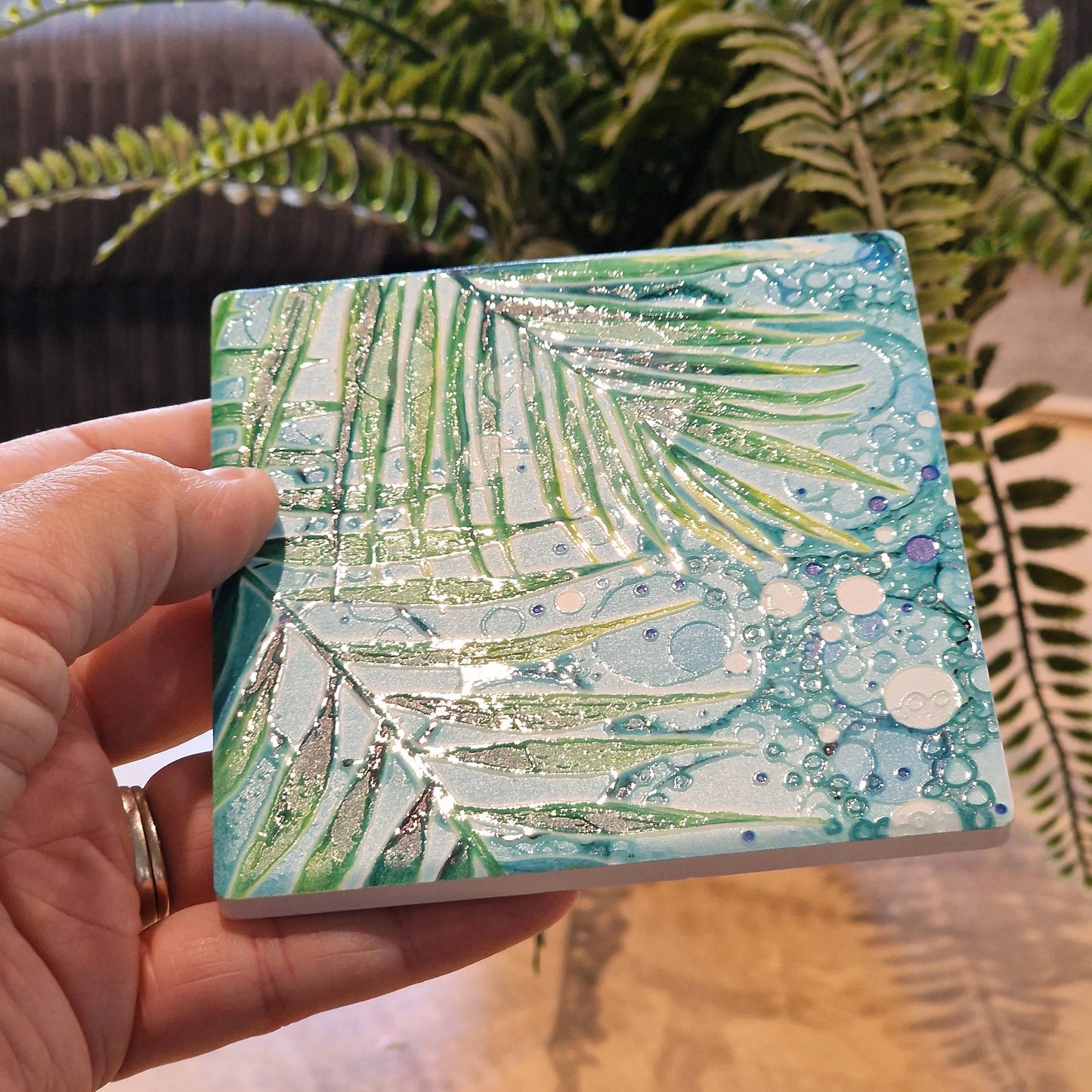 61-C Palm leaves Coaster