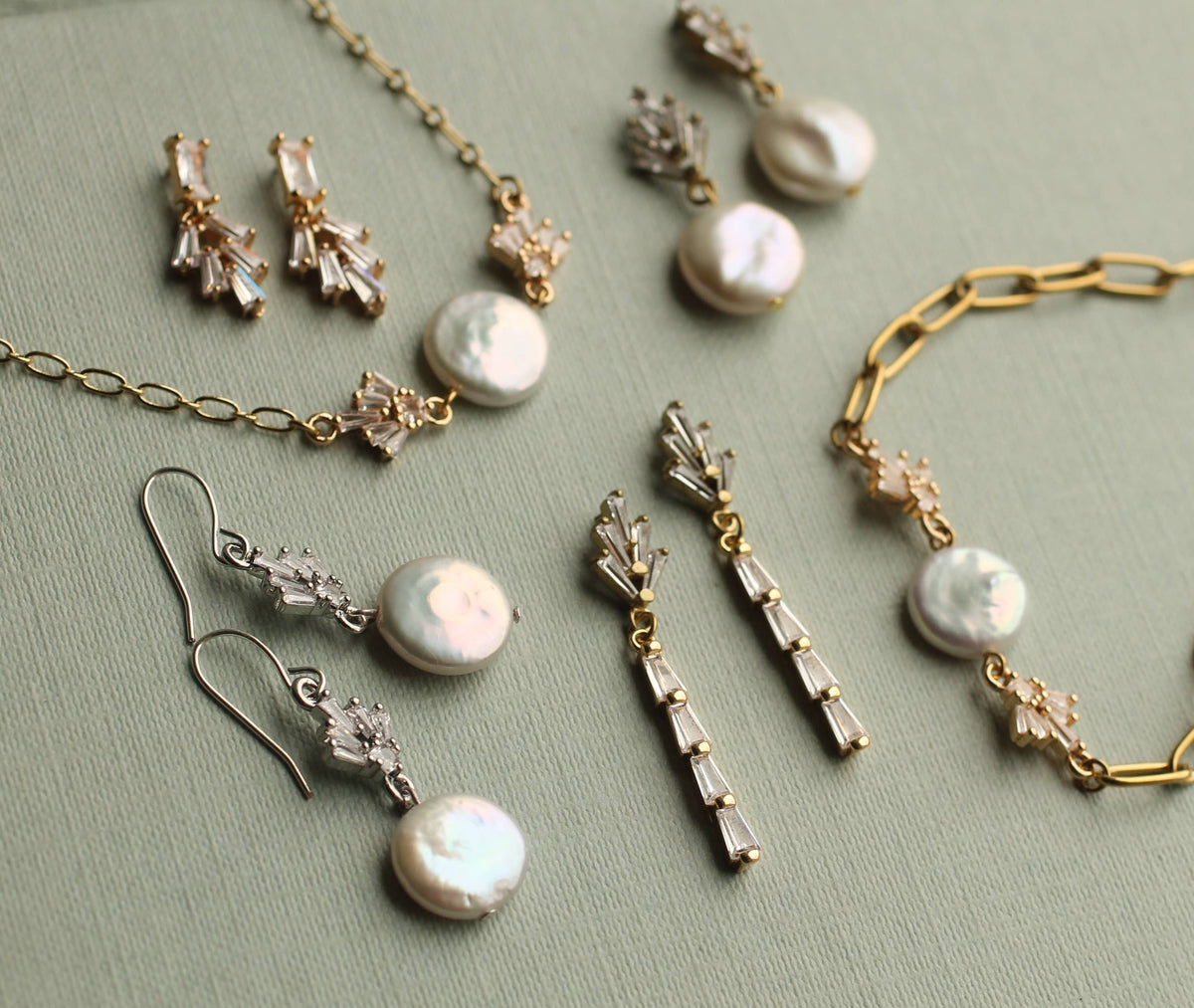 Freshwater Pearl Baton Bridal Drop Earrings