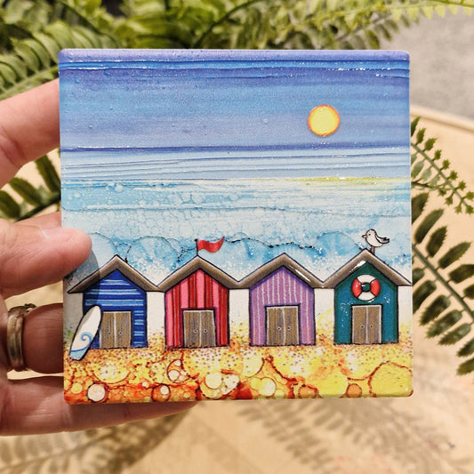 88-C BD 4 Beach Huts Coaster