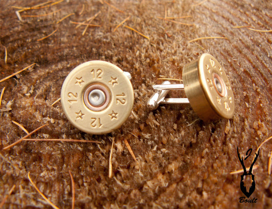 Silver plated upcycled shotgun cartridge cufflinks
