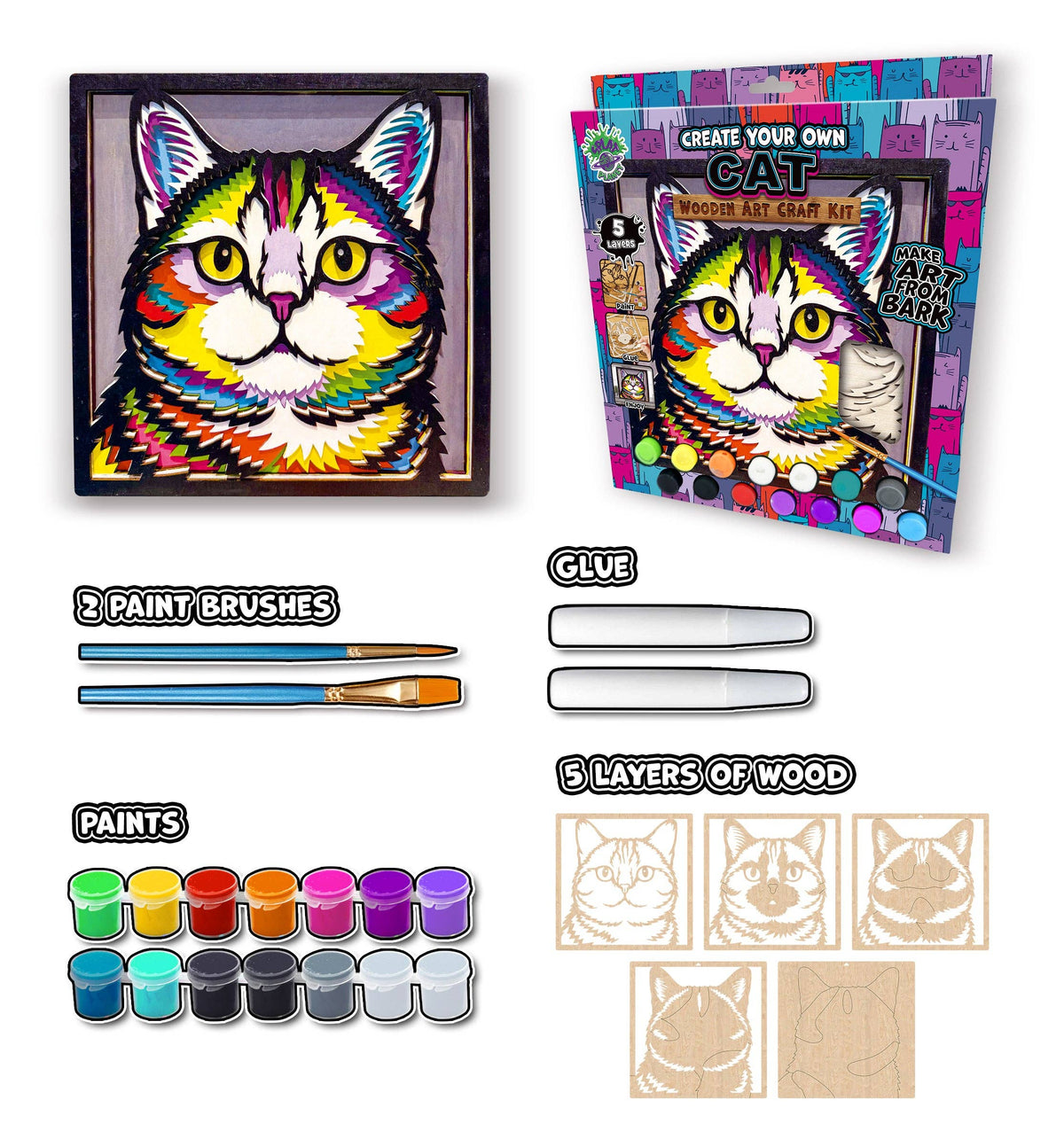 Wooden Cat Art Craft Kit