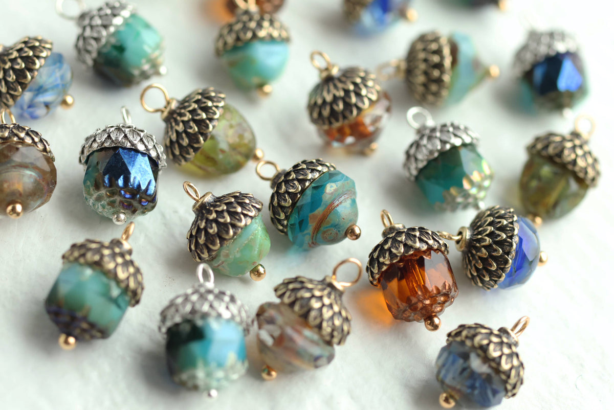 Blue Jade Acorn Earrings