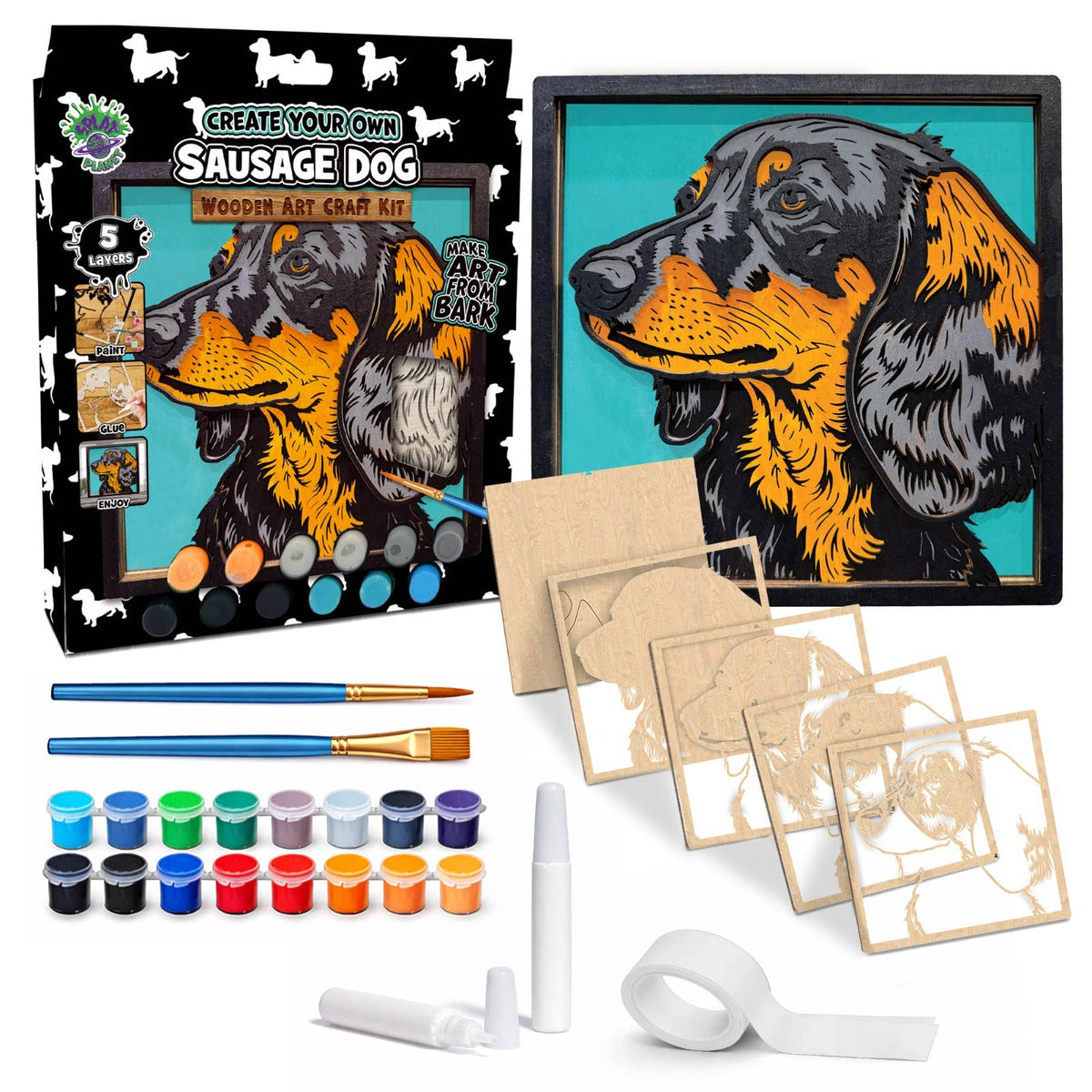 Wooden Sausage Dog Art Craft Kit