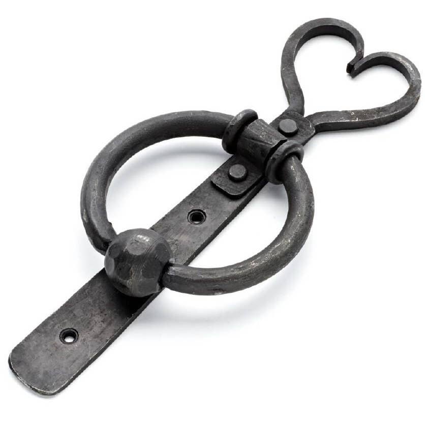 Iron Heart-Shaped Door Knocker - Hand Forged - Black