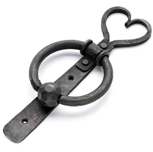 Iron Heart-Shaped Door Knocker - Hand Forged - Black