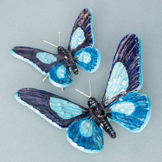 Blue Pattern Butterfly Large 19 cm