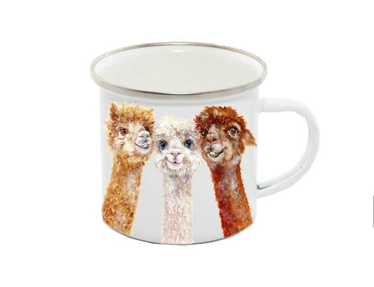 Enamel Mug, Alpaca Trio