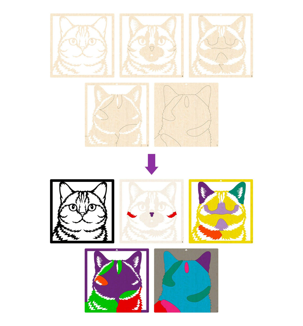 Wooden Cat Art Craft Kit